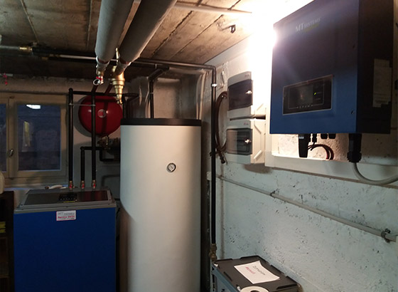 Sostituzione caldaia a nafta con nostra termopompa SB 15, installazione di impianto fotovoltaico da 9.9 kwp.